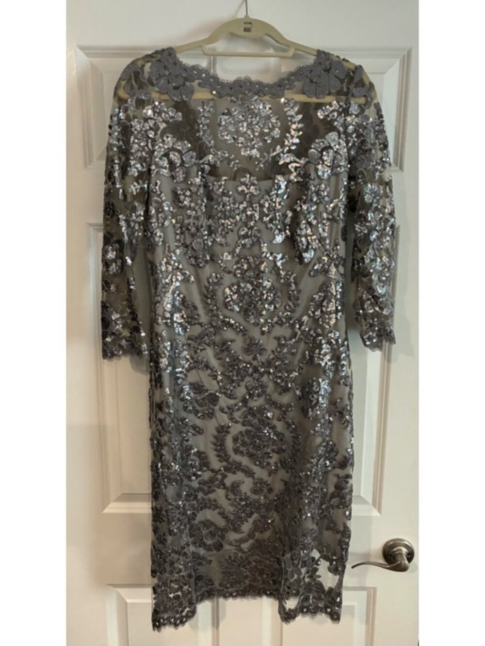 Tadashi Shoji Silver Sequins Dress Size 12